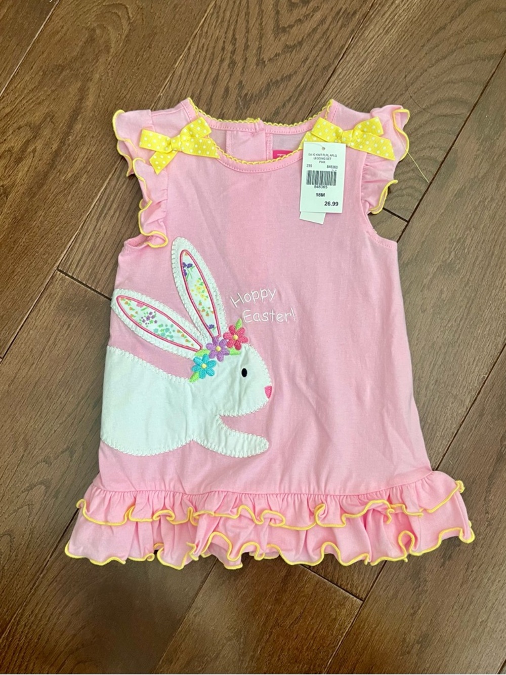 NWT Pink Easter Bunny Ruffle Dress